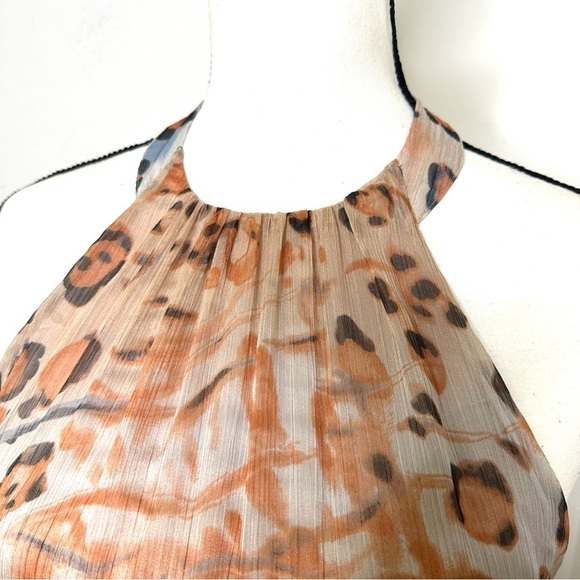 Jessica Simpson Maxi Long Dress Women Halter Neck animal Print Size XSmall‎ Tan - Picture 6 of 16